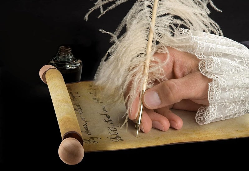 Makevivi 2 PCS Blank Scrolls Paper with Wood Rods, for Naughty or Nice List, Writing, Wedding Vows, Invitation, Love Letter, Cosplay Prop, Renaissance, 7.1 x 30.5 inches - Image 5